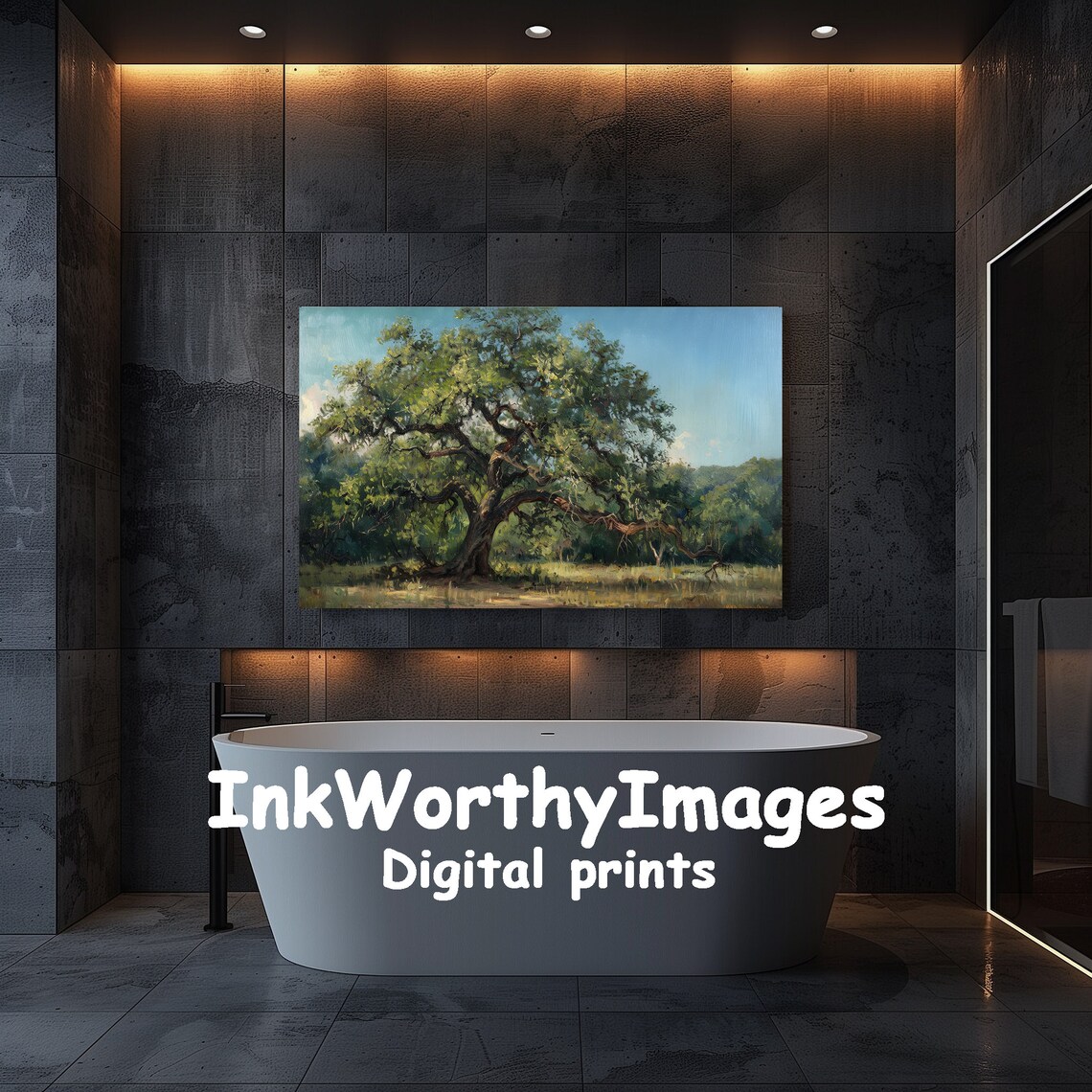 Majestic Oak Tree Landscape, Serene Forest Scene - Image 5