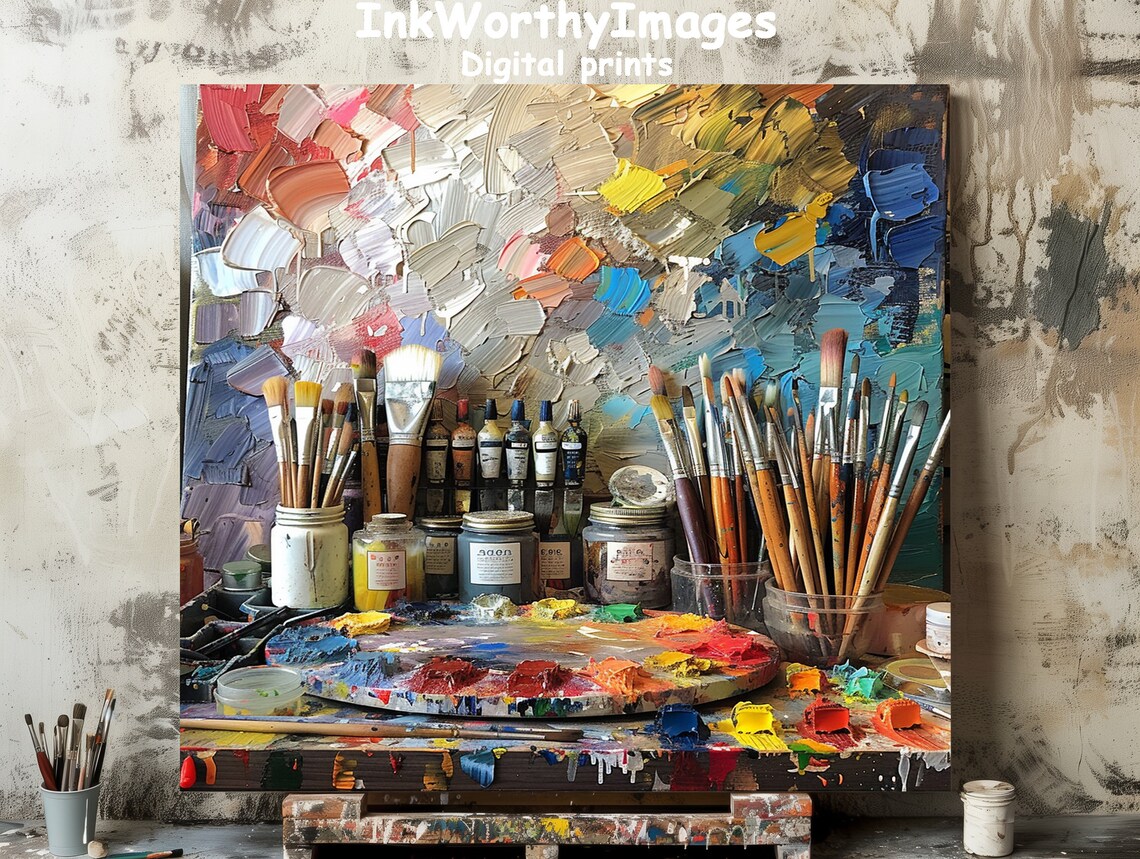 Artist's Palette and Brushes, Abstract Wall Art