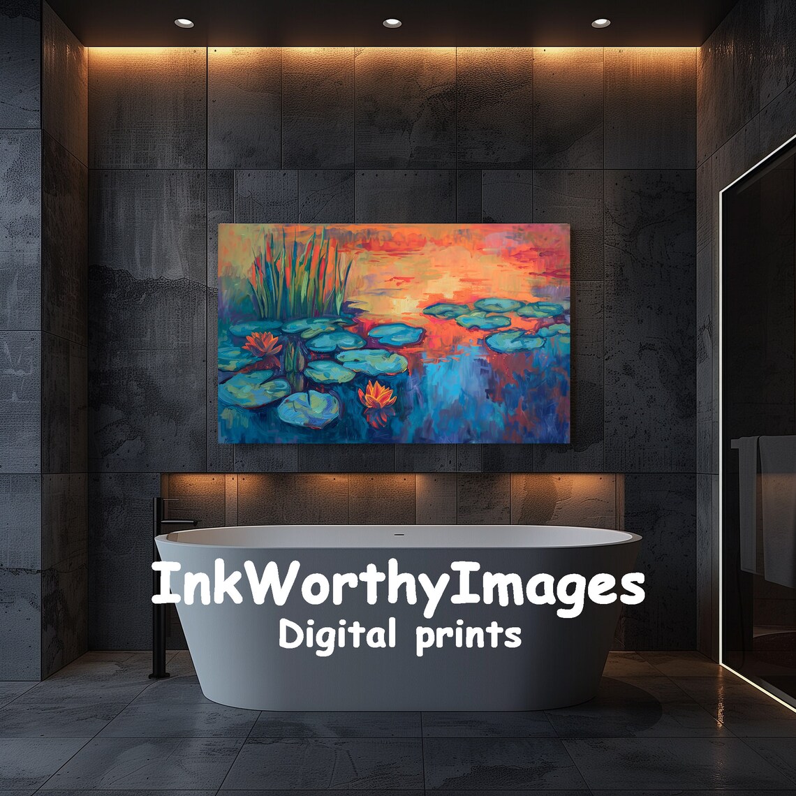 Water Lilies Abstract Nature Landscape Art Print - Image 5