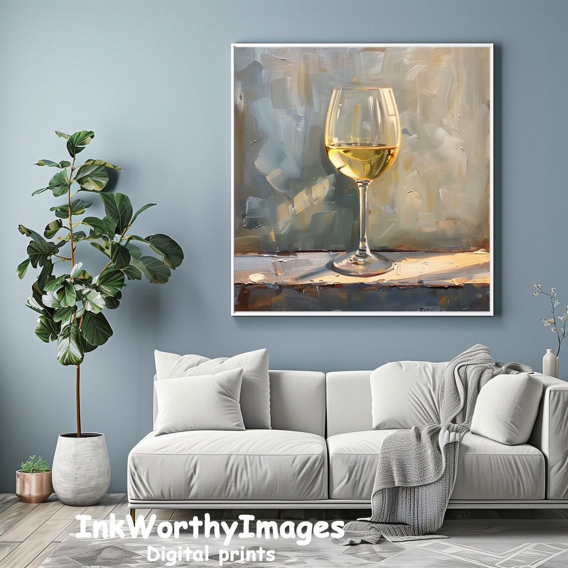 Elegant Wine Glass Painting, Modern Still Life - Image 4