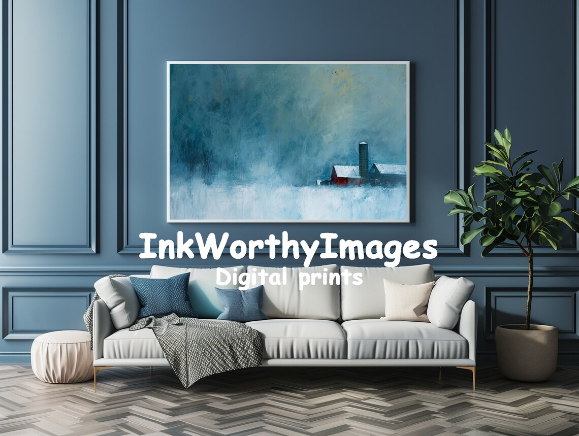 Winter Farm Scene, Rustic Winter Landscape Art Print - Image 4