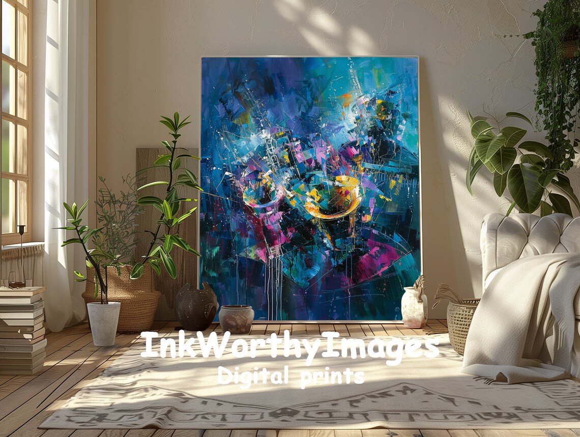 Vibrant Jazz Abstract, Colorful Music Wall Art Print - Image 3