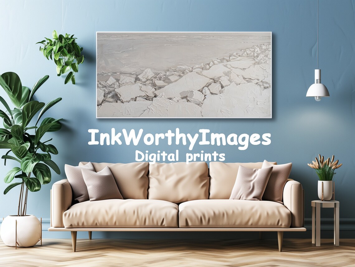 Minimalist Rocky Shoreline, Neutral Coastal Abstract - Image 4