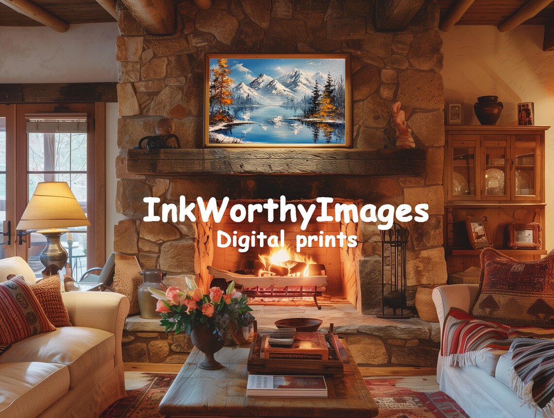 Winter Wonderland Majestic Mountain Landscape, Impressionist - Image 2