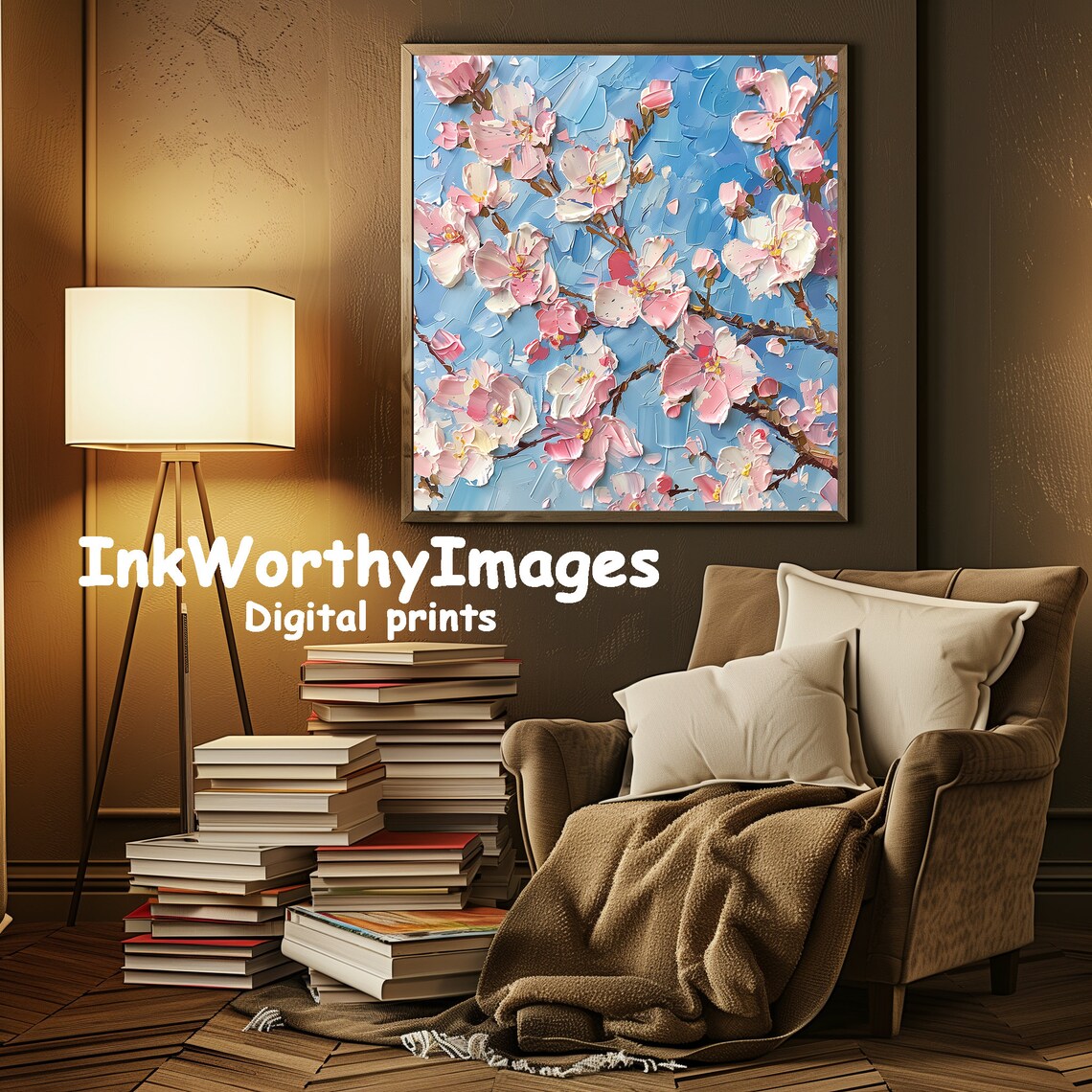 Cherry Blossom Art Print, Spring Floral Painting - Image 3