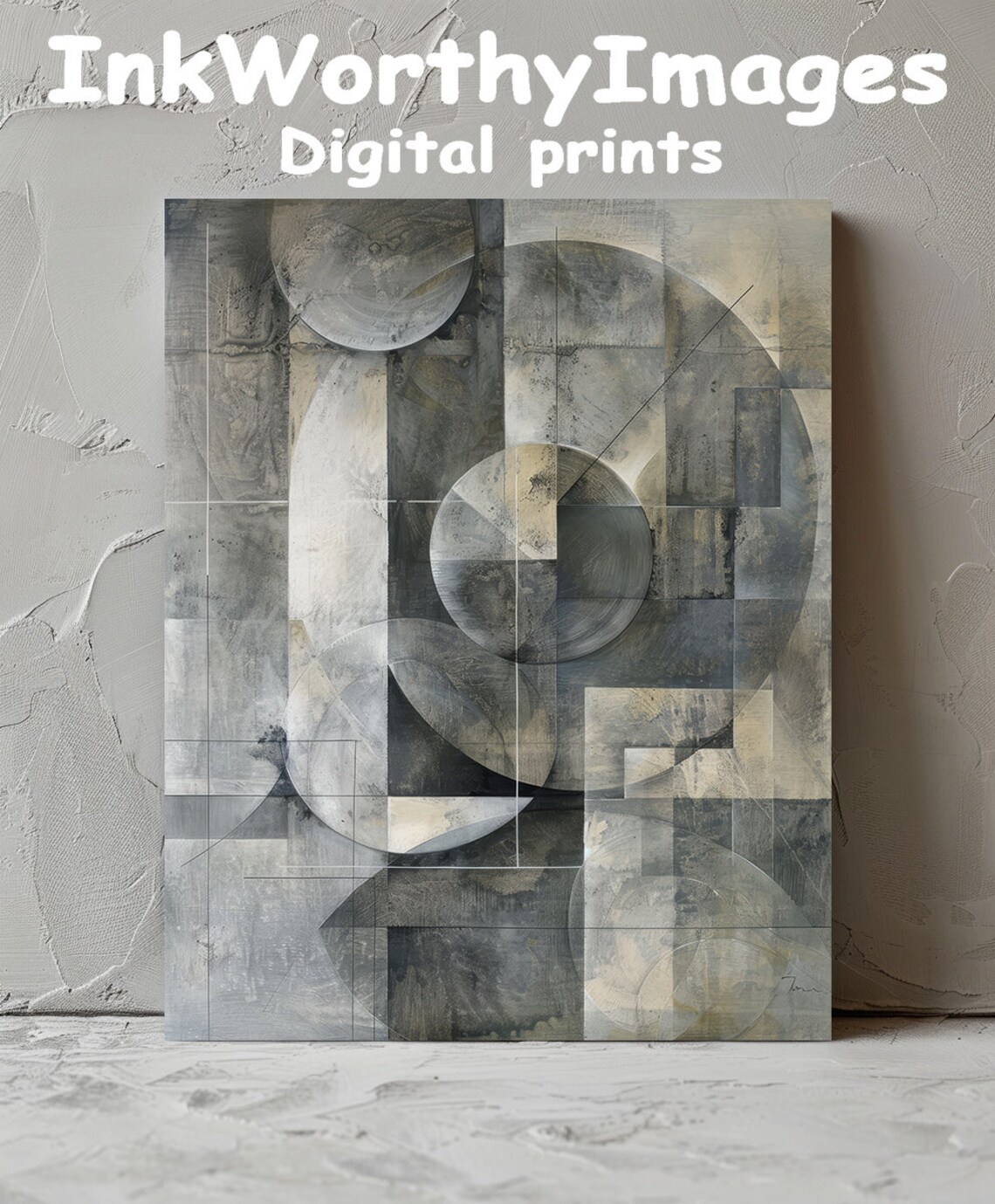 Monochrome Geometric Modern Abstract Art Print