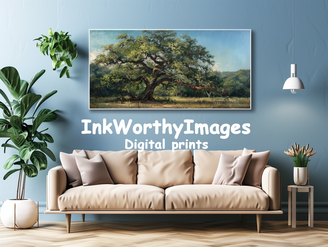 Majestic Oak Tree Landscape, Serene Forest Scene - Image 4