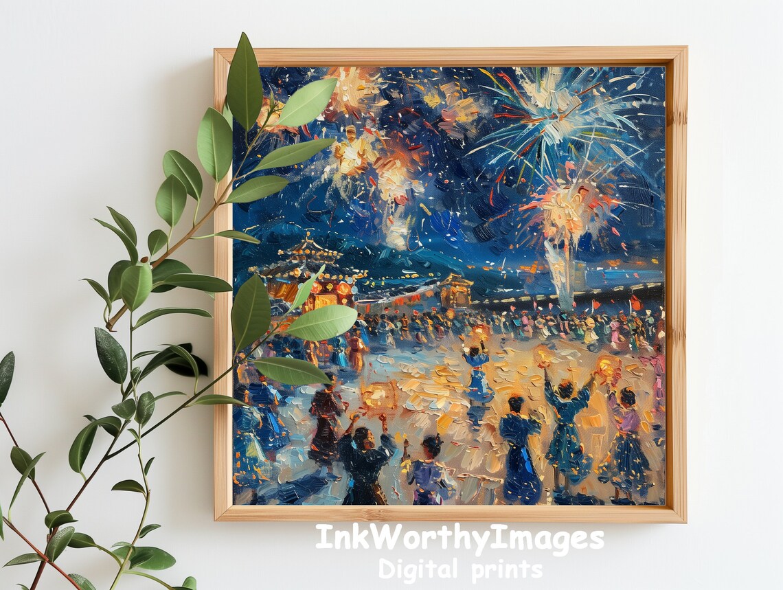 Festival Fireworks Art, Celebratory Night Scene - Image 4