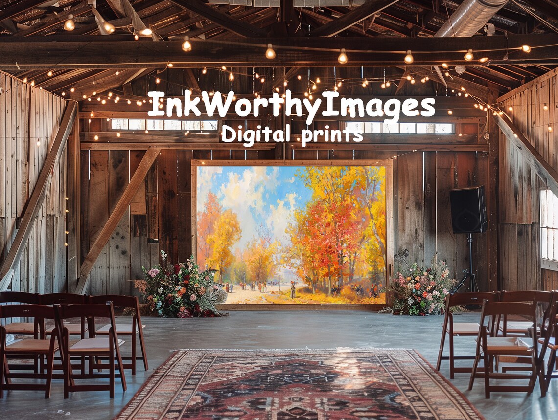 Sunny Autumn Park Scene, Colorful Fall Foliage Art Print - Image 6