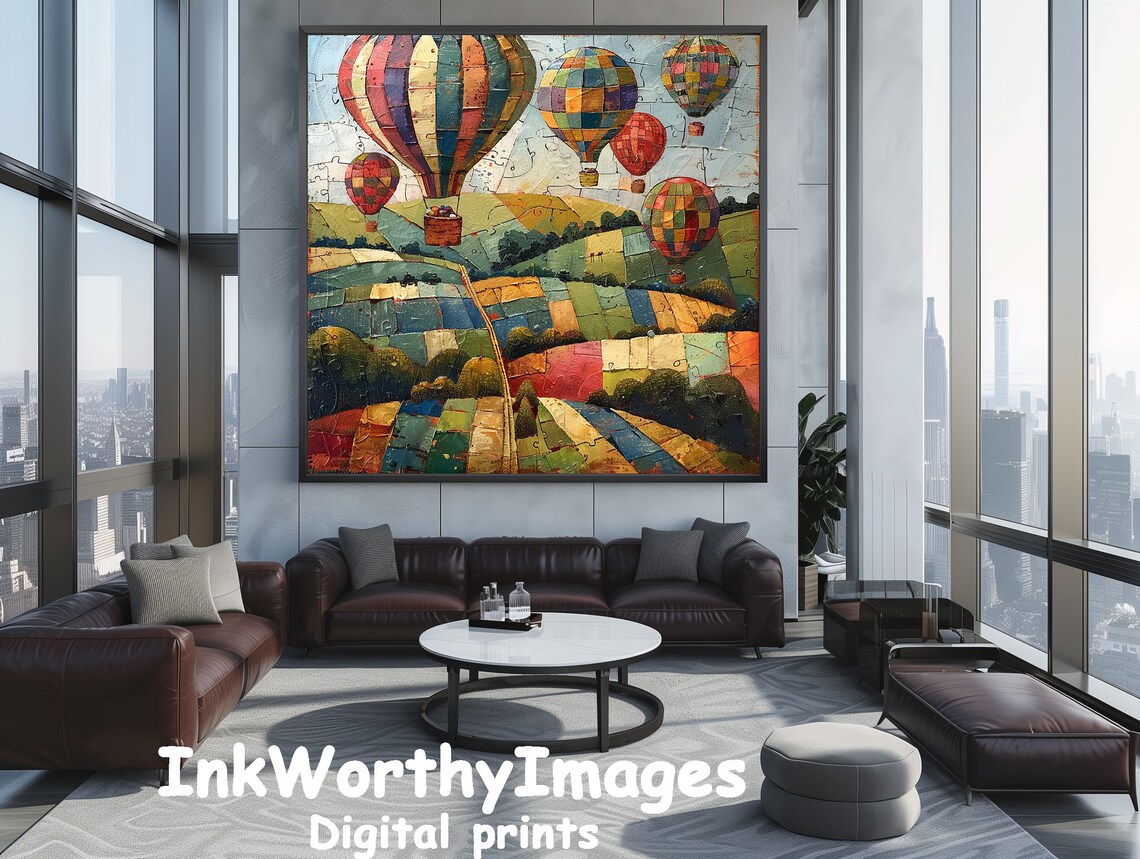 Colorful Hot Air Balloons Art Print, Vibrant Landscape - Image 2