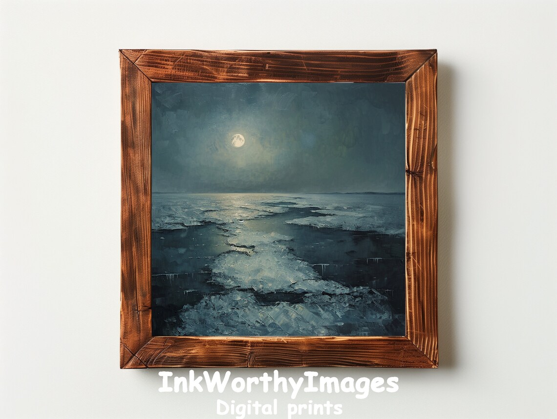 Moonlit Seascape Art Print, Serene Coastal Night - Image 6