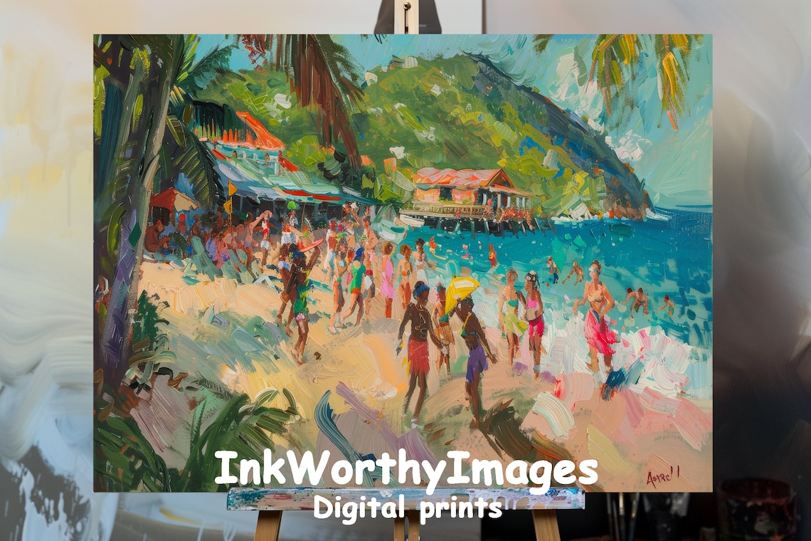 Tropical Beach Festival, Caribbean Celebration Art Print