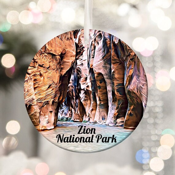 Zion National Park Red Rock Canyon Walls Christmas Ornament Print