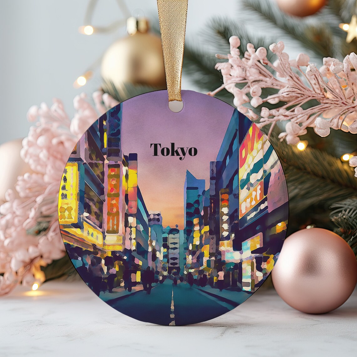 Tokyo Neon City Street Dusk Japan Travel Souvenir Ornament Wall Art