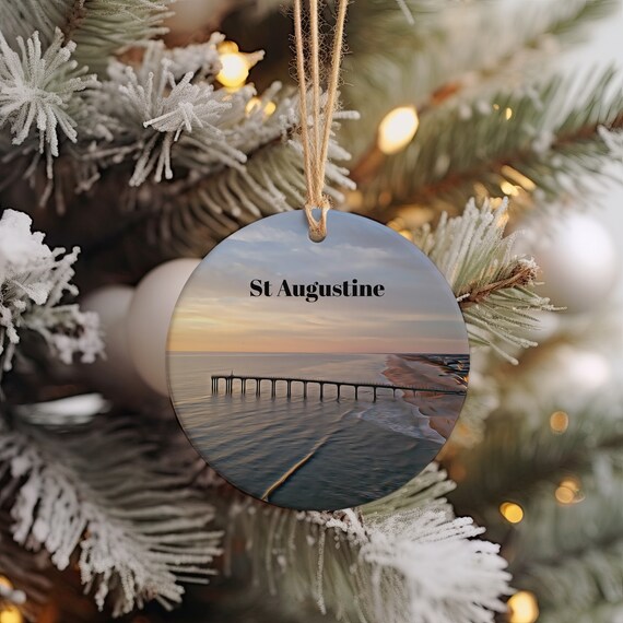 St Augustine Florida Pier Sunset Ocean Holiday Ornament Poster