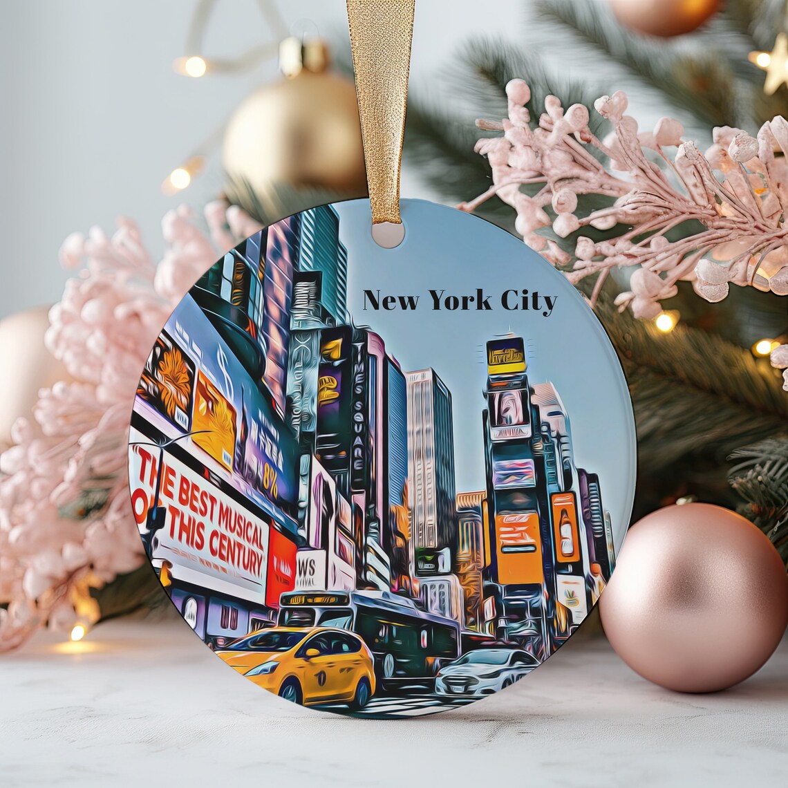 New York City Times Square Billboards Yellow Taxi Travel Poster