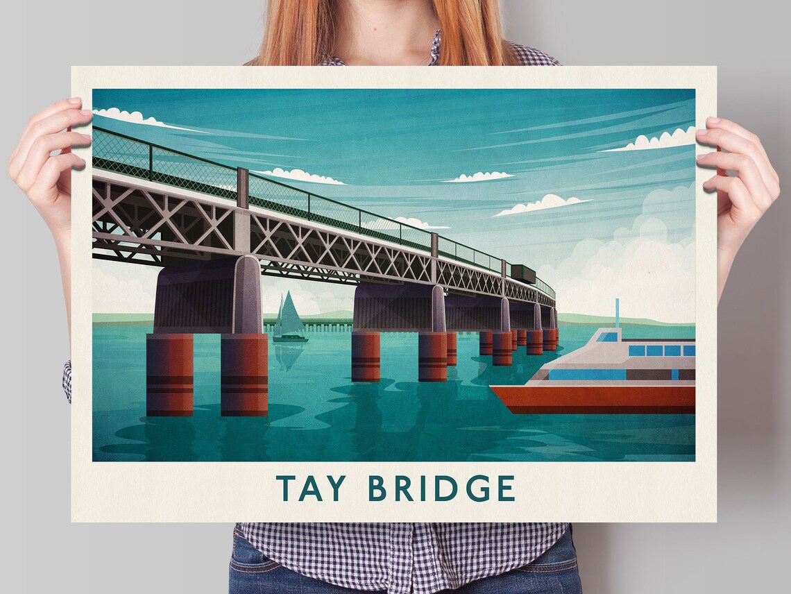 Tay Bridge Dundee Travel Poster, Rail Print