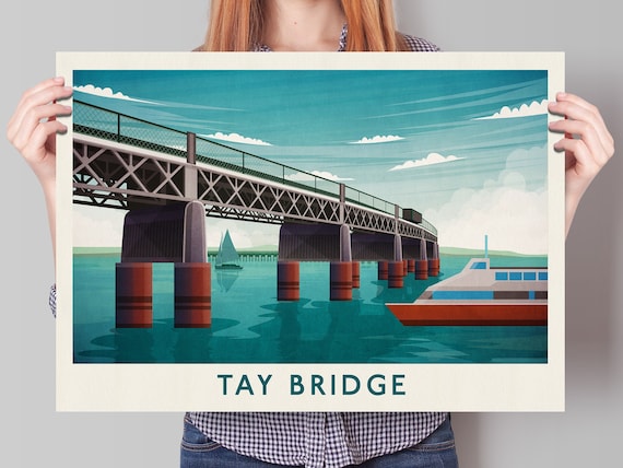 Tay Bridge Dundee Travel Poster, Rail Print