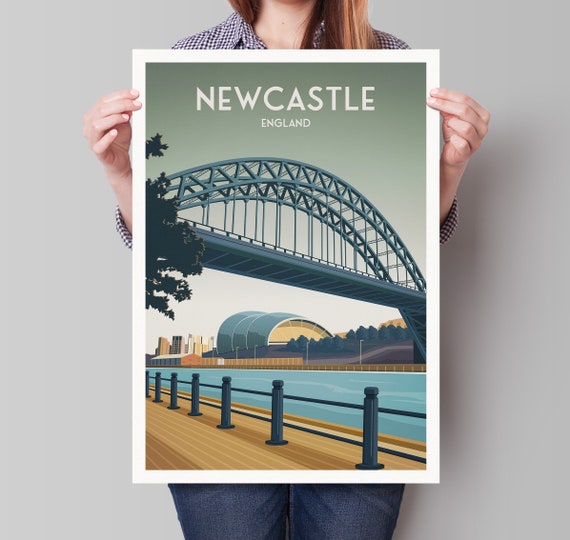 Newcastle, Tyne Bridge Travel Poster Art Print