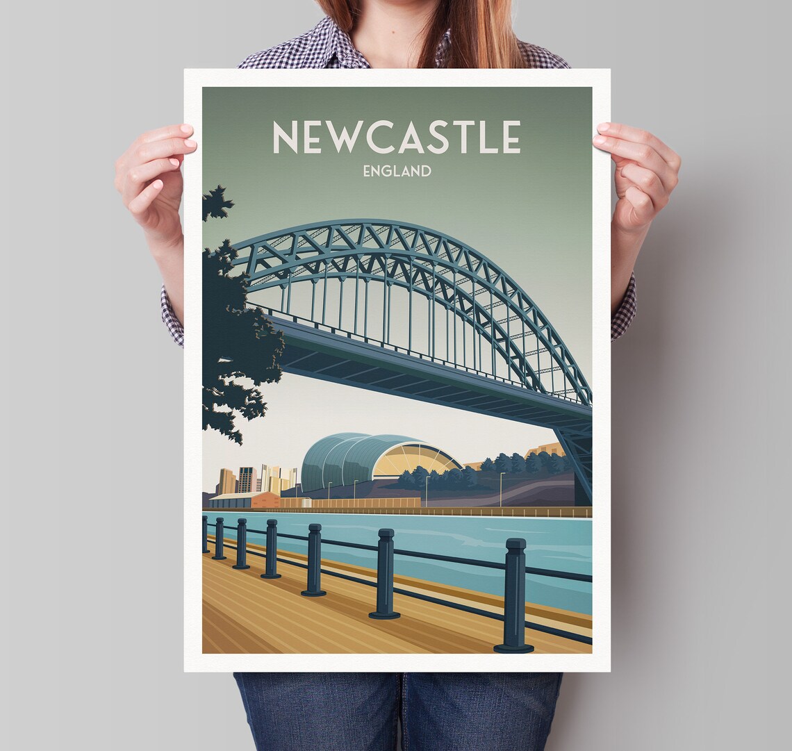 Newcastle, Tyne Bridge Travel Poster Art Print