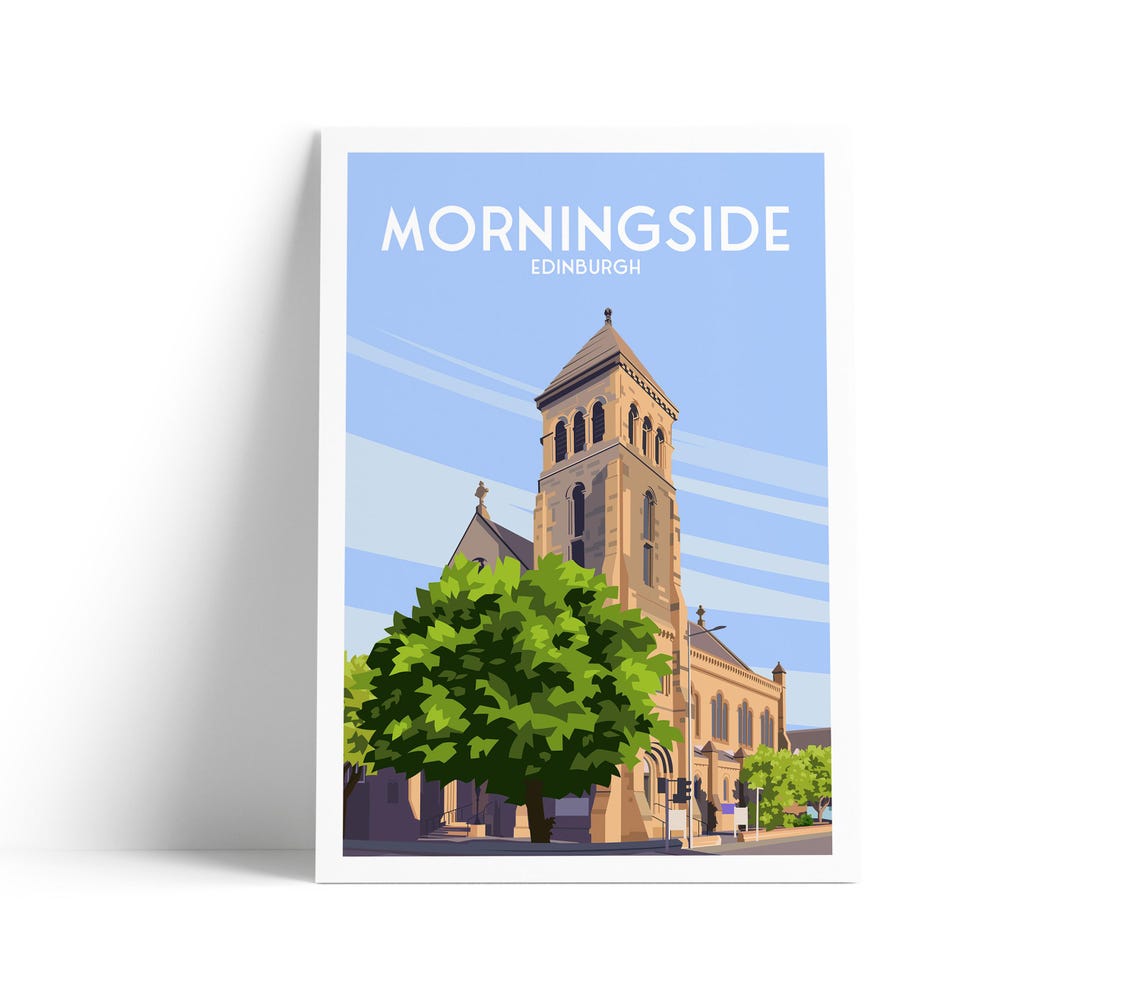 Morningside Edinburgh Church Landmark Scotland Travel Poster