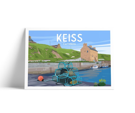 Keiss Caithness Crab Creels Harbour Fishing Village Scotland Travel Poster