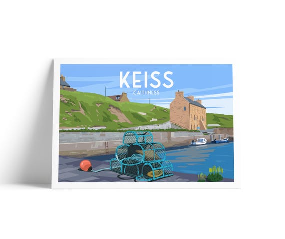 Keiss Travel Poster Crab Creels At The Harbour A4 A3 Print Caithness Scotland