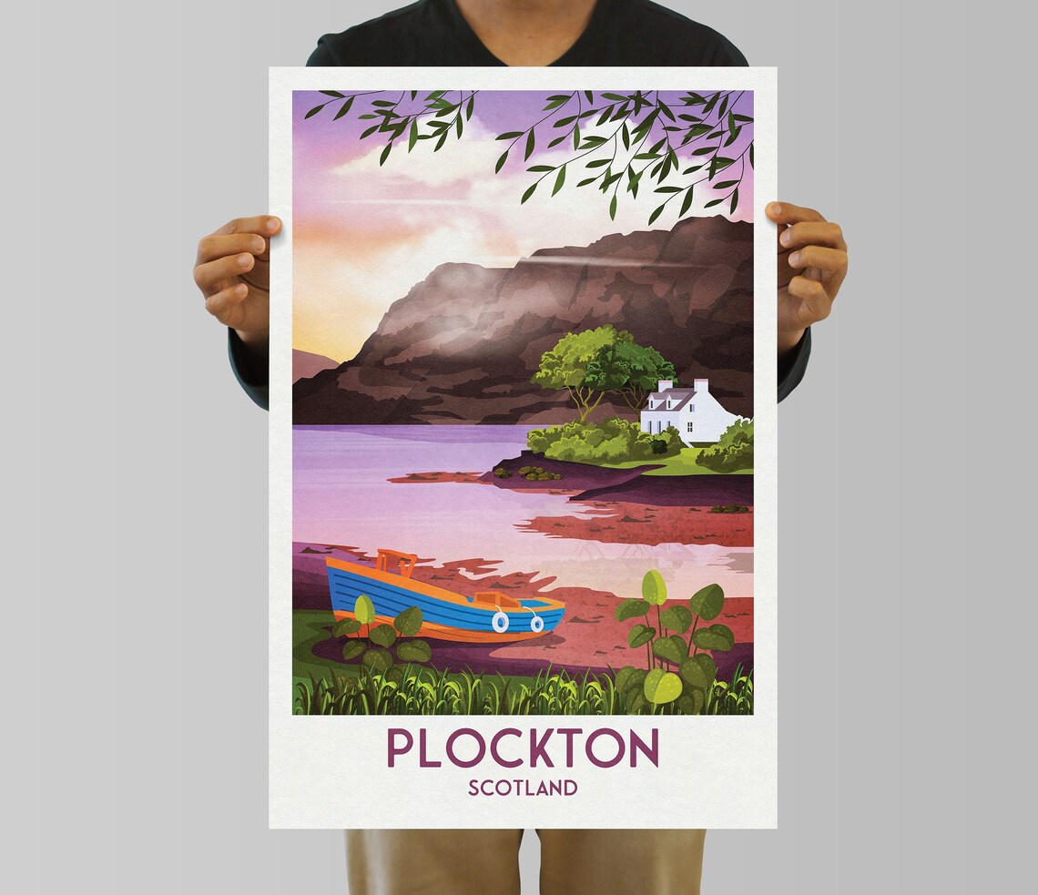 Plockton Travel Poster, Scottish Highlands Landscape