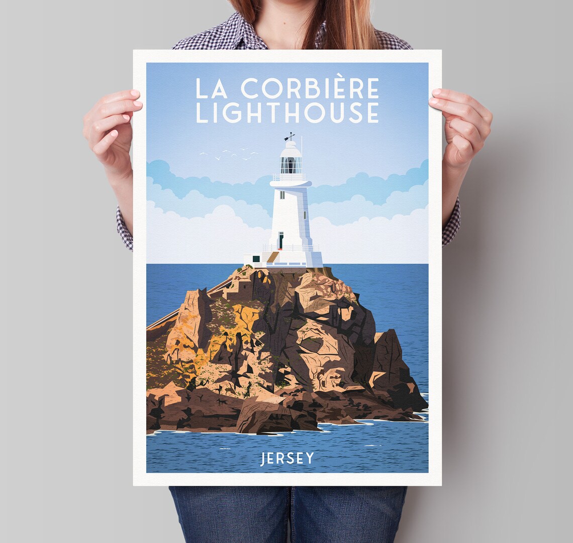 La Corbire Lighthouse, Jersey St Brelade Travel Poster