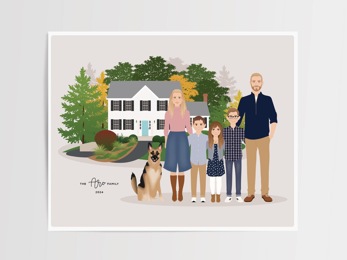 Additional Pet For Custom Family Portrait Dog Drawing - Image 3