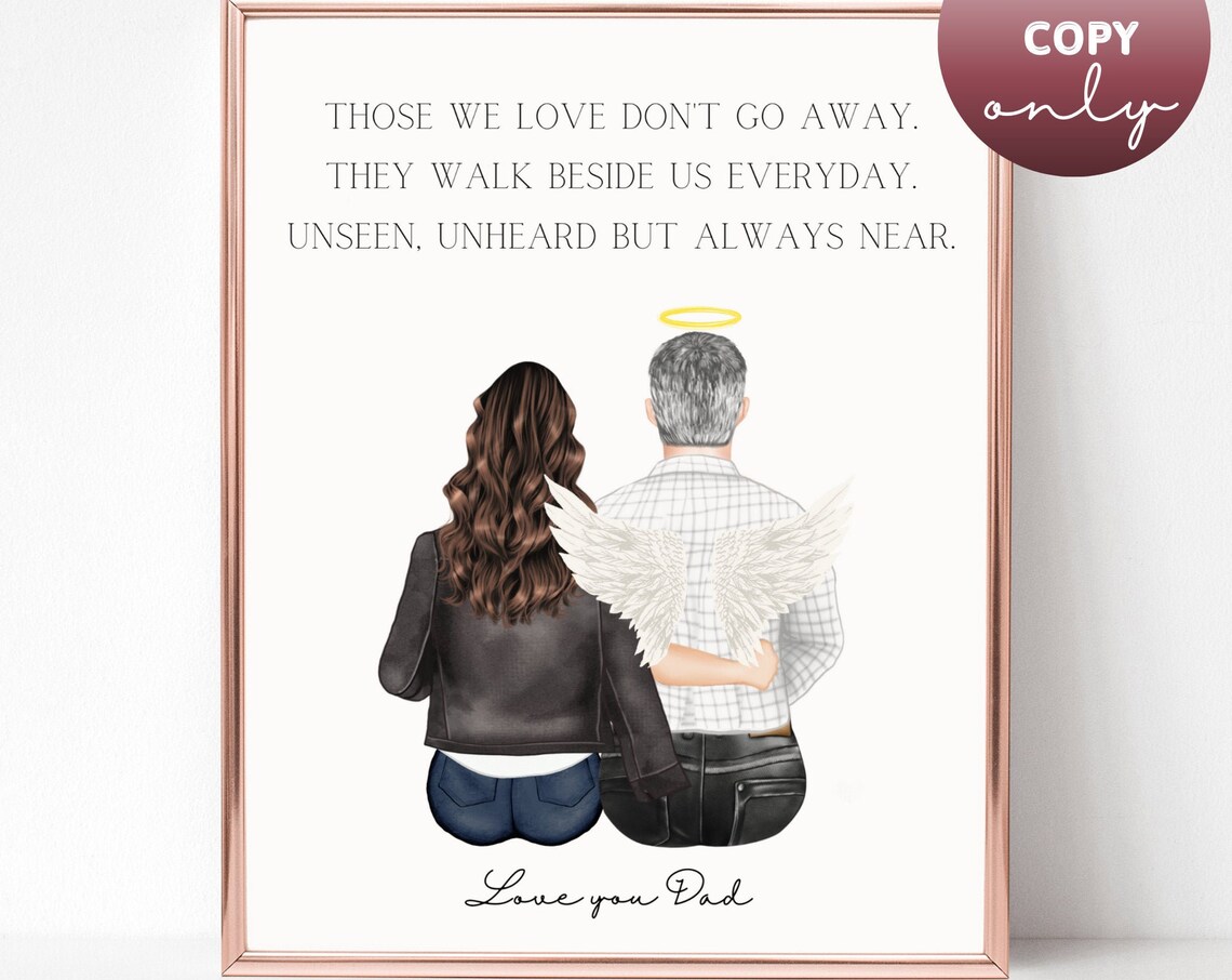 In Loving Memory Dad Angel Wings Custom Memorial Poem Poster