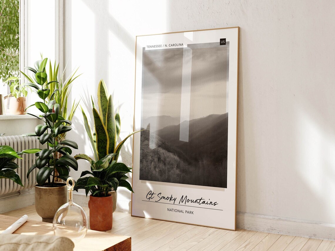 Smokey Mountains National Park Black And White Travel Poster - Image 2