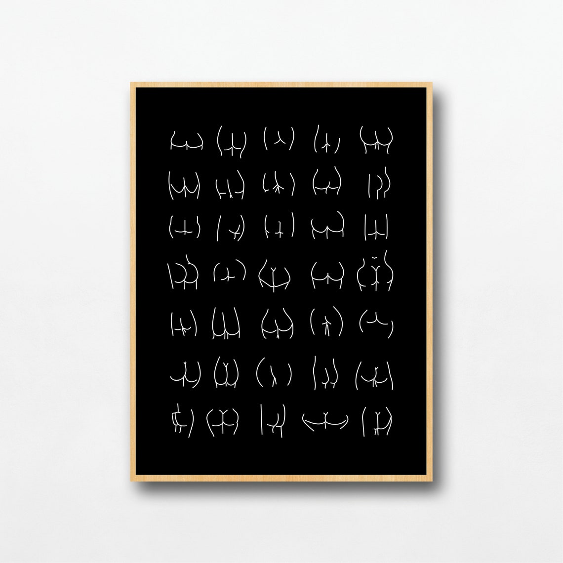 All Bums Welcome Cheeky Bathroom Butts Minimal Doodle Poster - Image 2