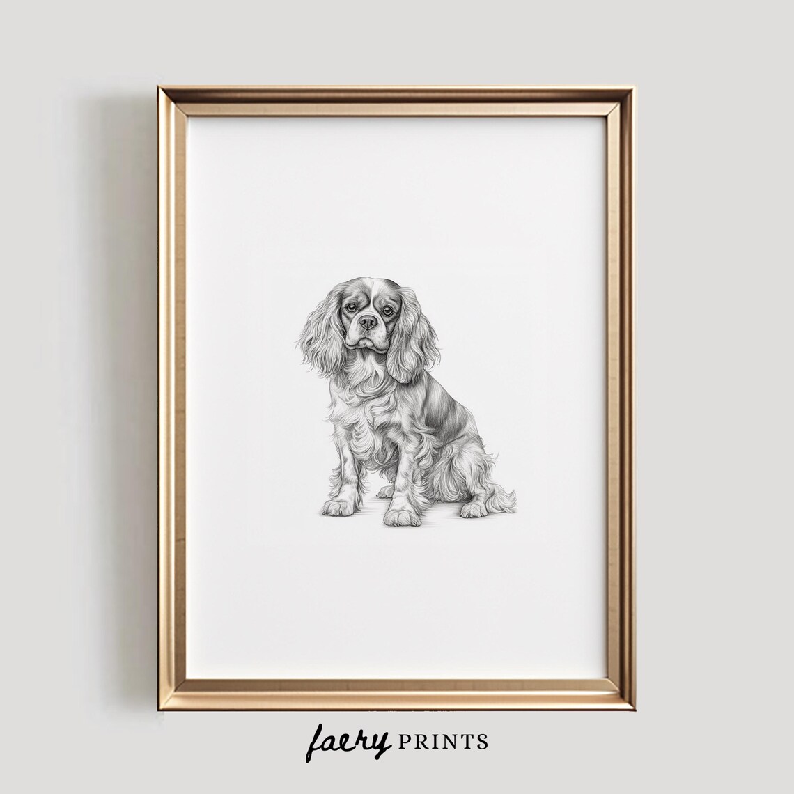 Cavalier King Charles Spaniel Dog Sketch Art Print