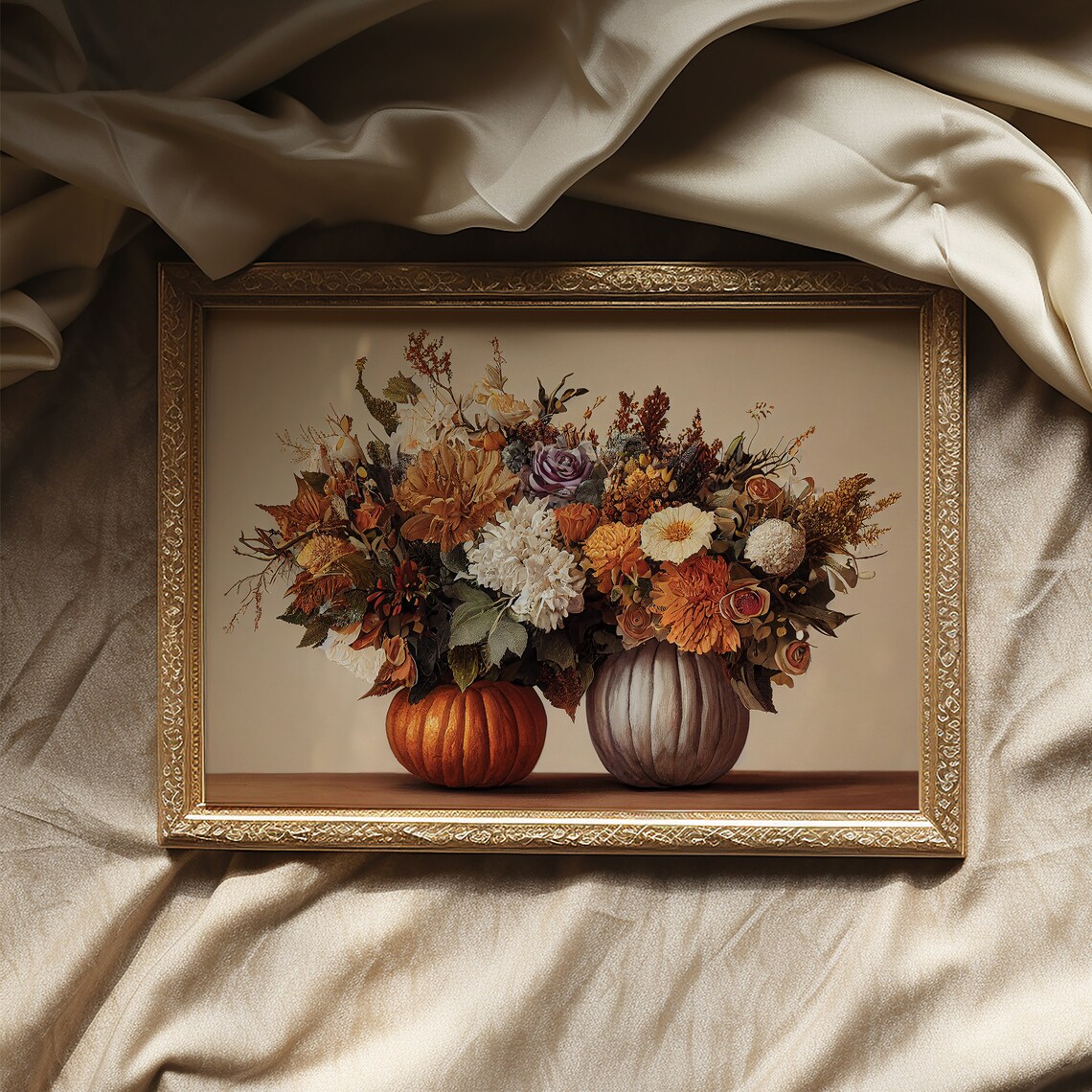 Pumpkin Floral Autumn Art Print, October Decor - Image 3