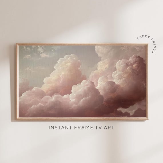 Pink Clouds Frame Tv Art Soft Pastel Sky Dreamy Blush Screensaver Vintage Serene S379