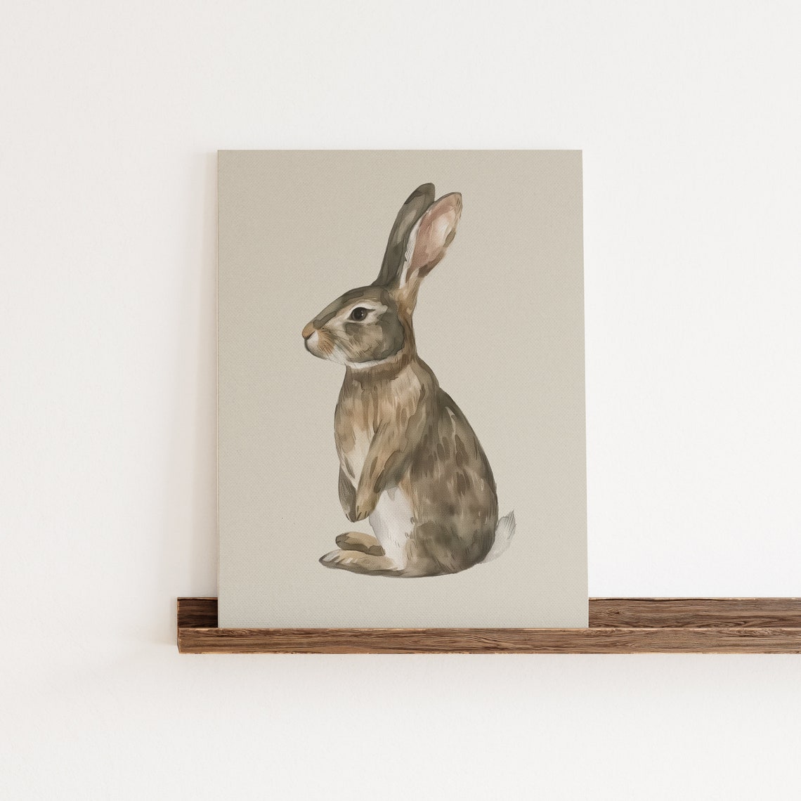 Watercolor Rabbit Neutral Background Cute Nursery Bunny Poster - Image 4