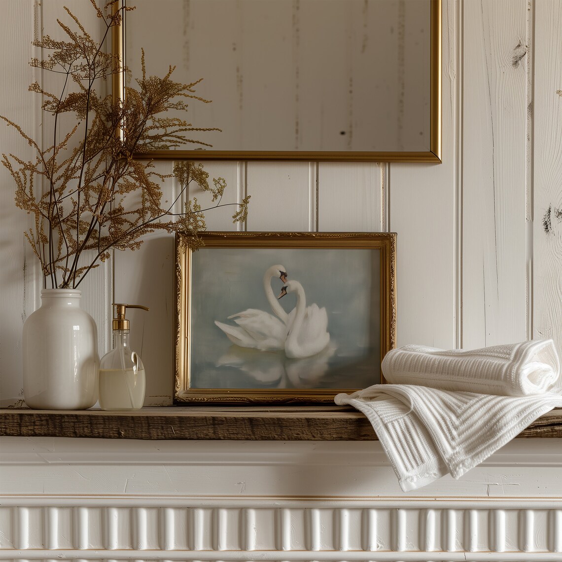 Swan Vintage Farmhouse Nursery Art Print - Image 4