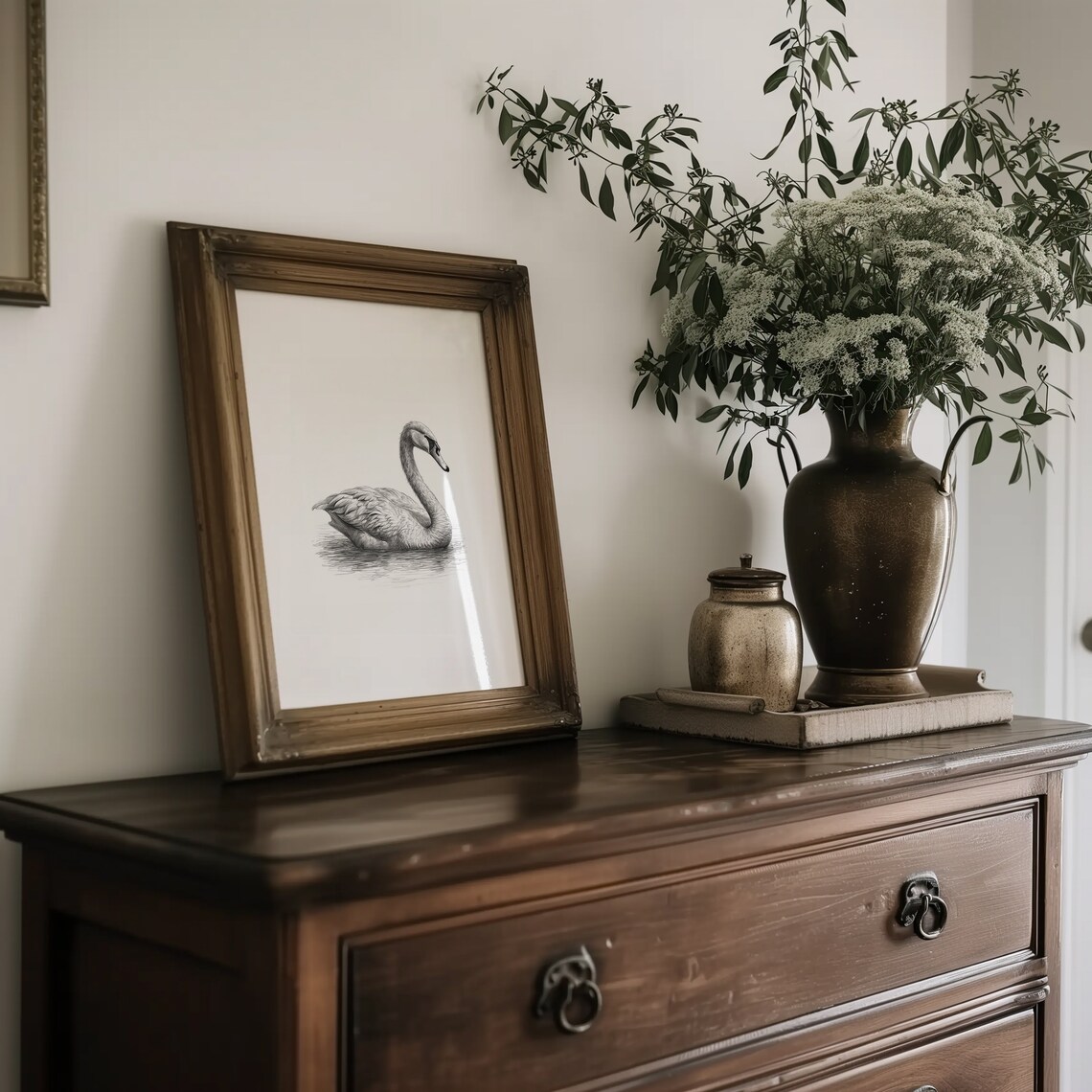 Swan Sketch Light Academia Art Print, Romantic Bird - Image 2