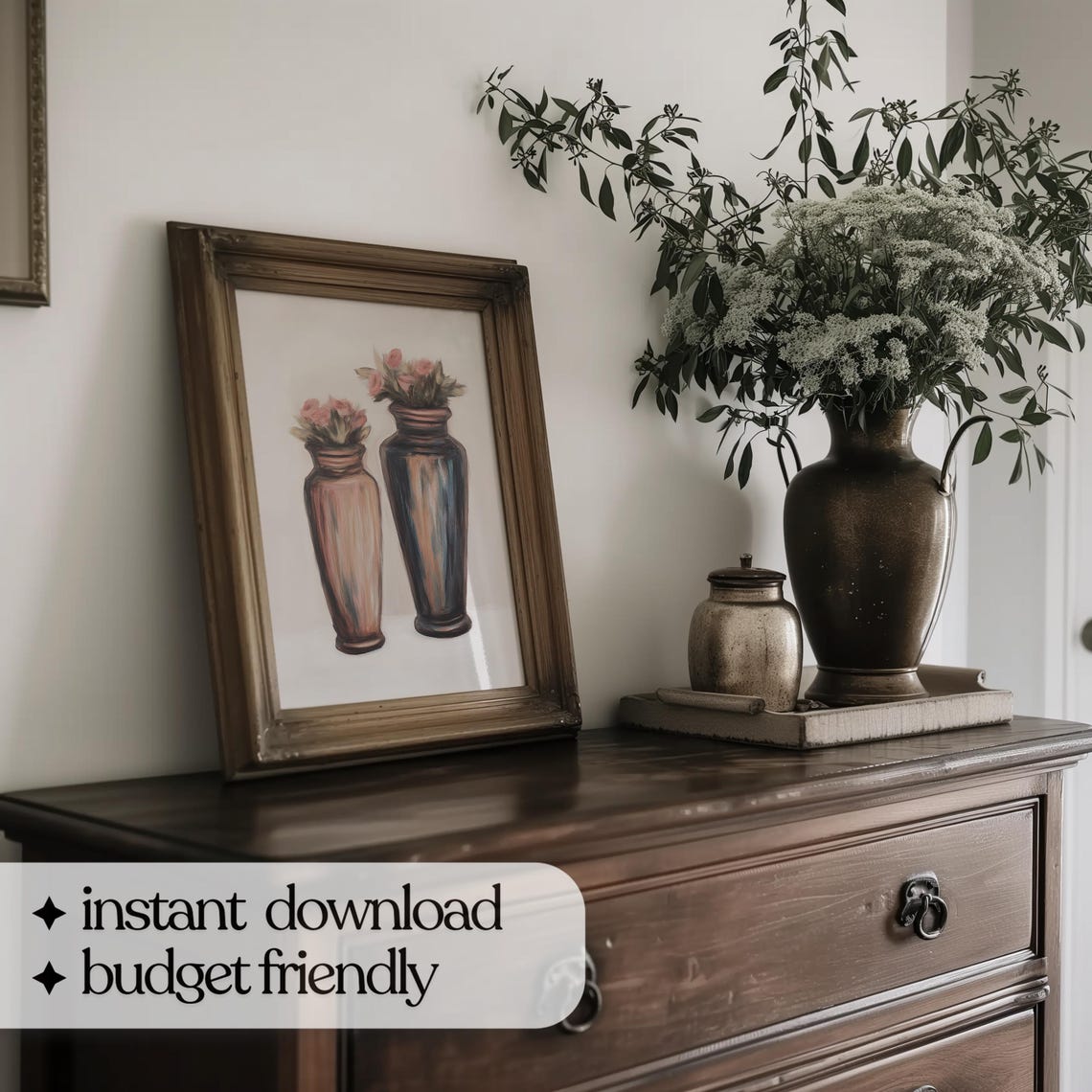 Rustic Vase Floral Boho Wall Decor - Image 3