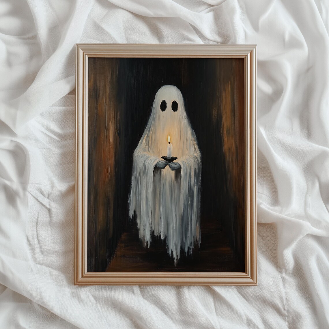 Ghost Holding a Candle Halloween Poster, Dark Academia