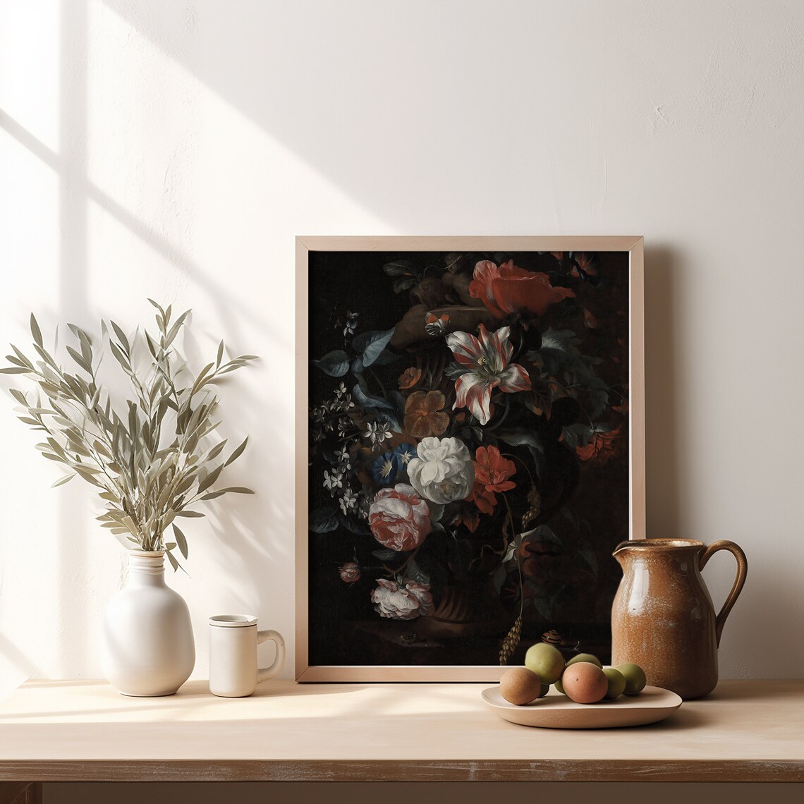Dark Floral Print Art Print, Vintage Home Decor - Image 2