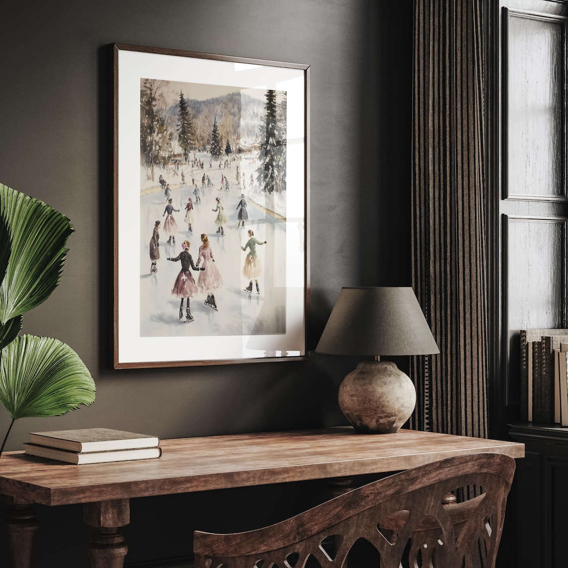 Victorian Ice Skating Print, Winter Wonderland Art Print - Image 2