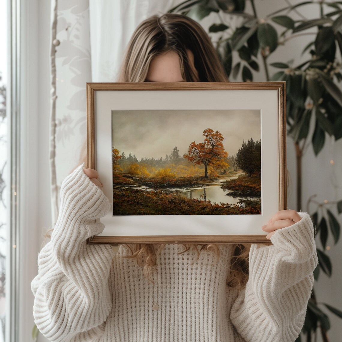 Rustic Fall Landscape Art Print, Vintage Autumn Scene - Image 2