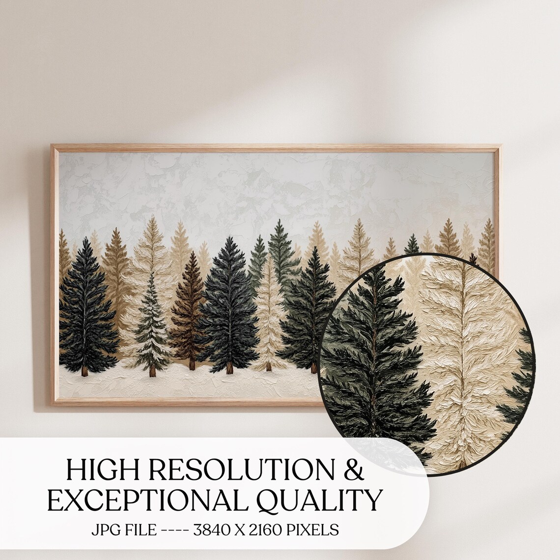 Winter Trees Art Print, Neutral Holiday Decor - Image 4