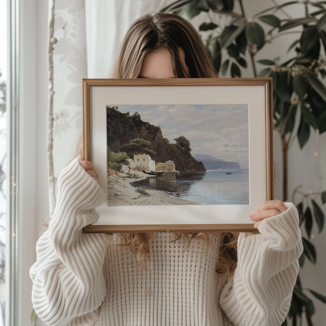 Vintage Amalfi Coast Travel Poster, Neutral Coastal Decor - Image 4