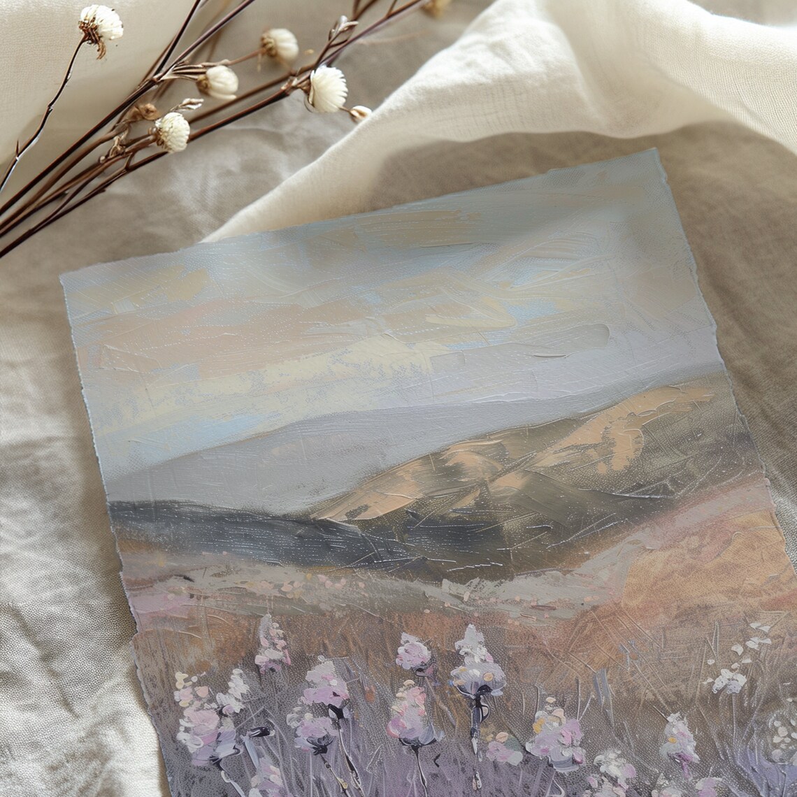 Lavender Fields Vintage Landscape Art Print - Image 2