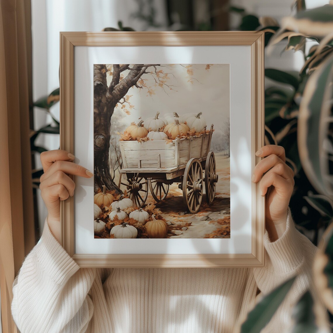 Vintage Autumn Pumpkins In A Wagon Art Print - Image 4