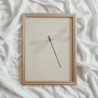 Dragonfly Vintage Insect Art Print, Rustic Farmhouse