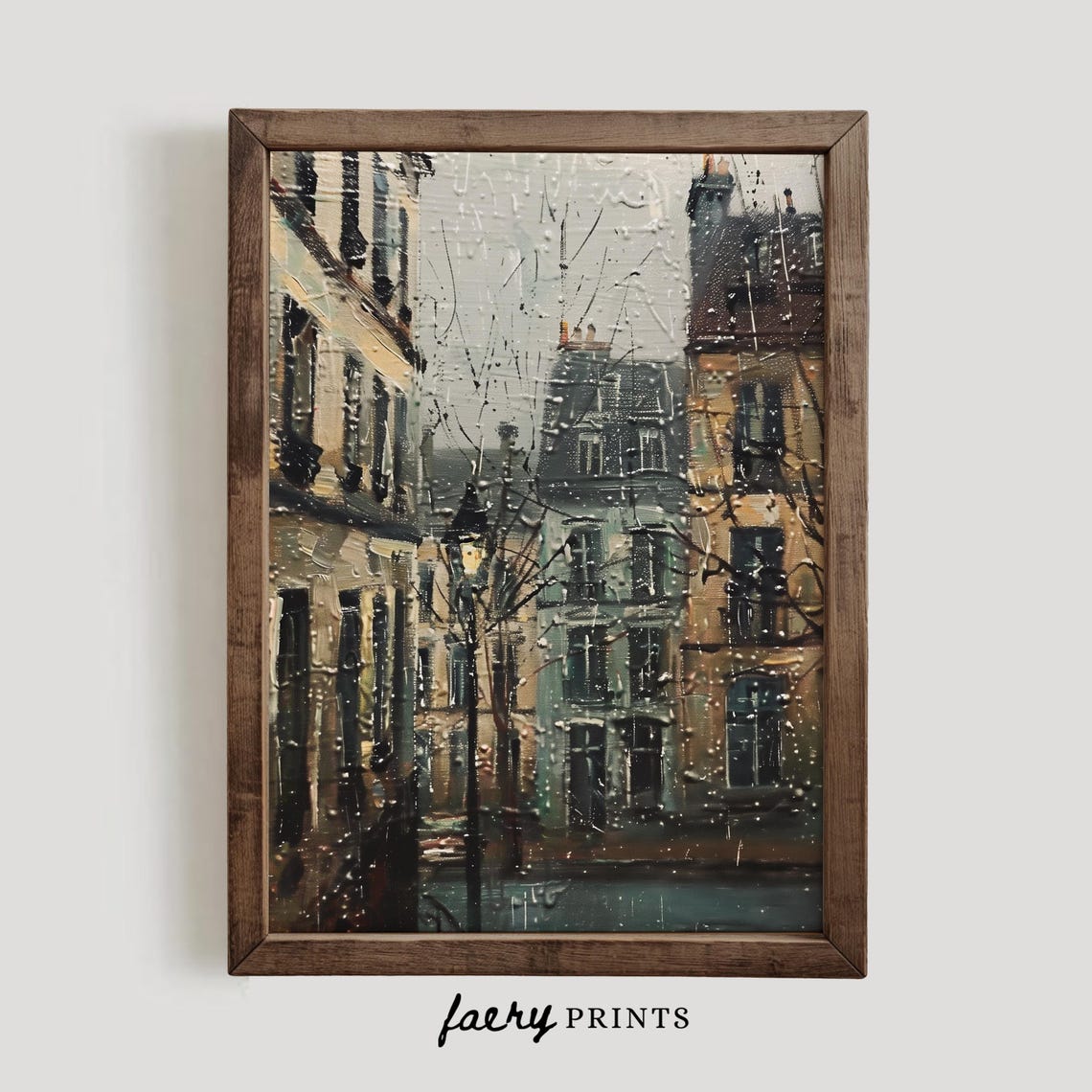 Rainy Old European Street Wet Buildings Moody Cityscape Poster - Image 4